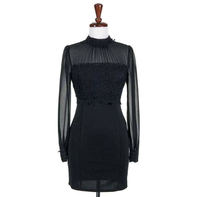Black Elegance Sheer Lace Dress