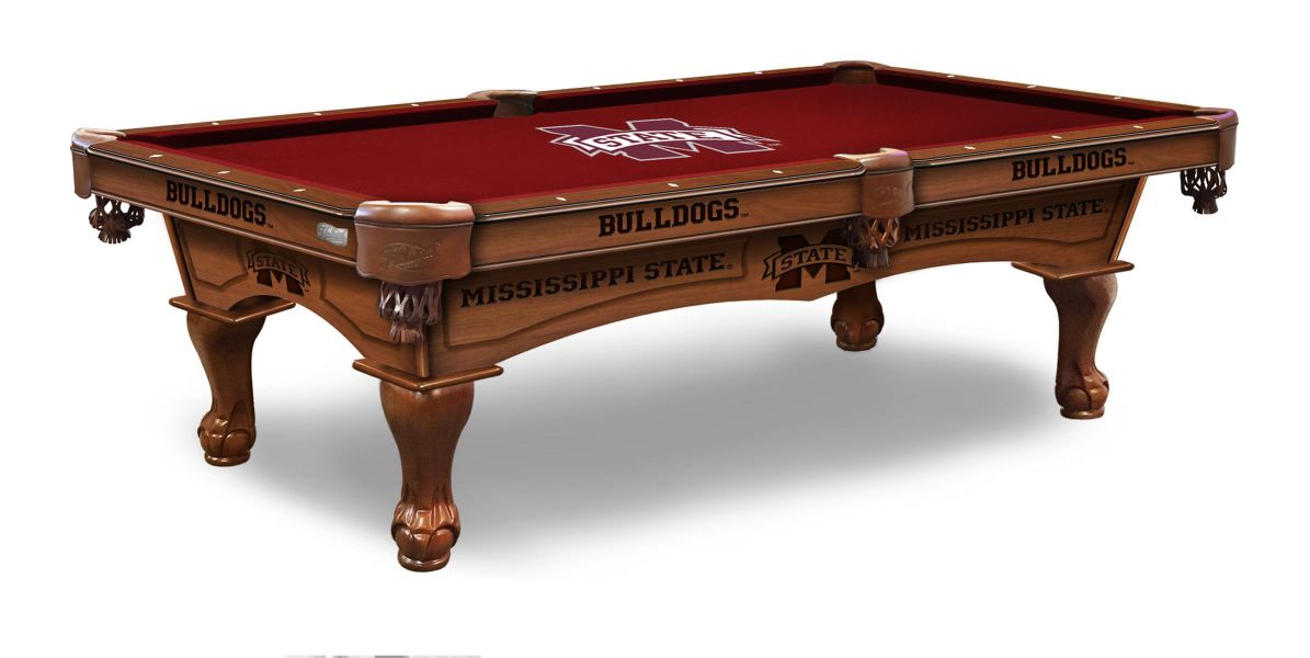 Mississippi State University Pool Table with Logo Cloth