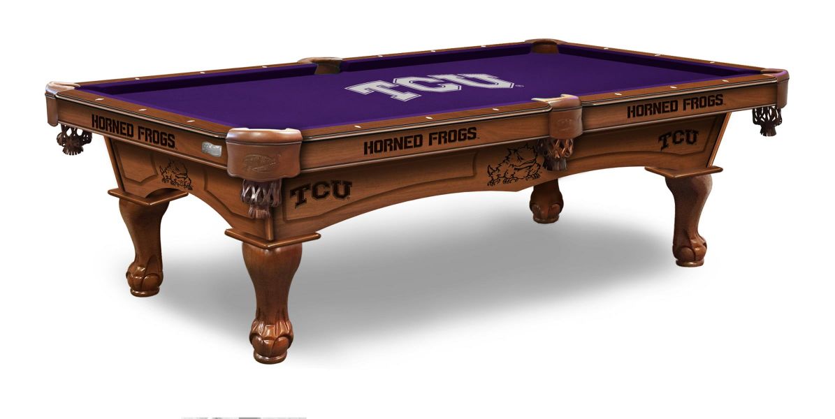 TCU Pool Table with Logo Cloth