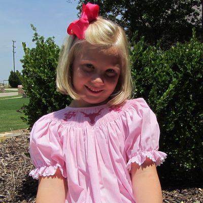 University of Texas Vive La Fete Collegiate Hand Smocked PINK Gingham Bishop