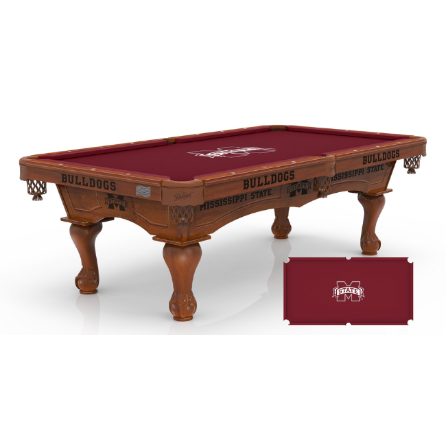 Mississippi State University Pool Table with Logo Cloth