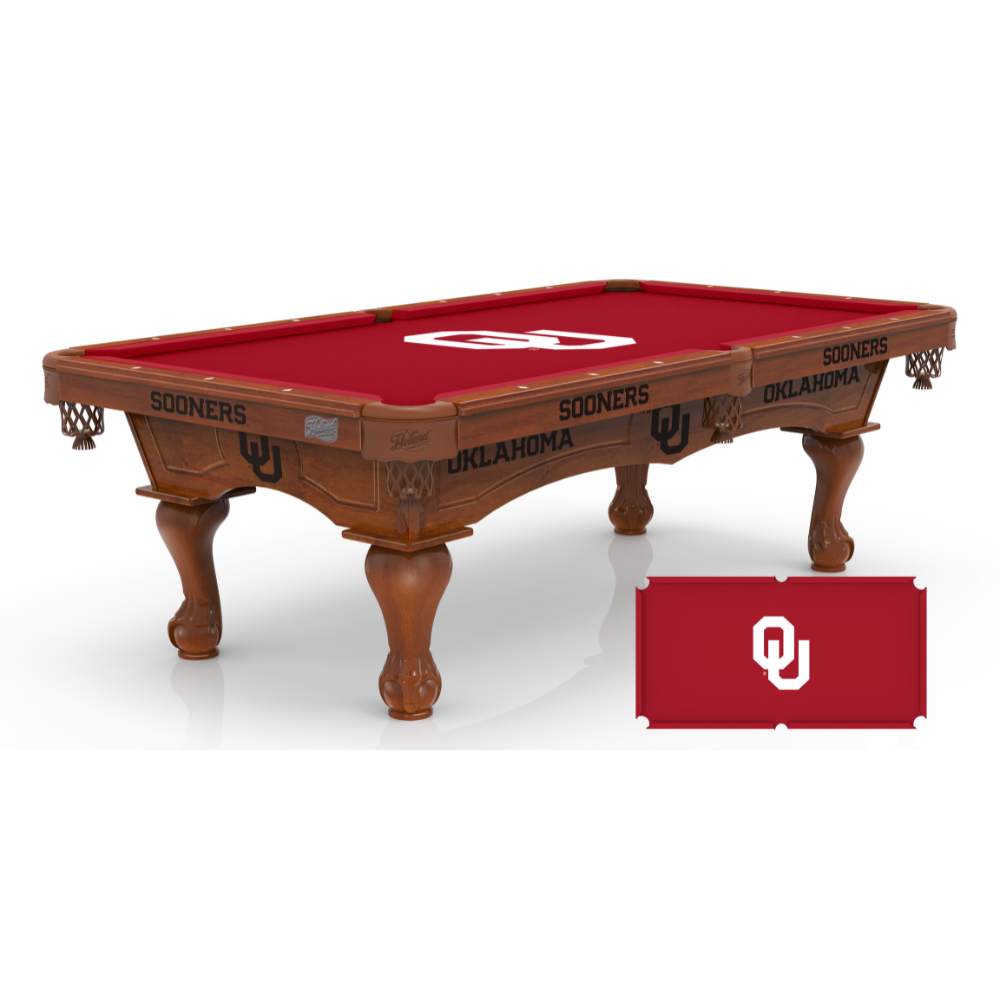 University of Oklahoma Pool Table with Logo Cloth