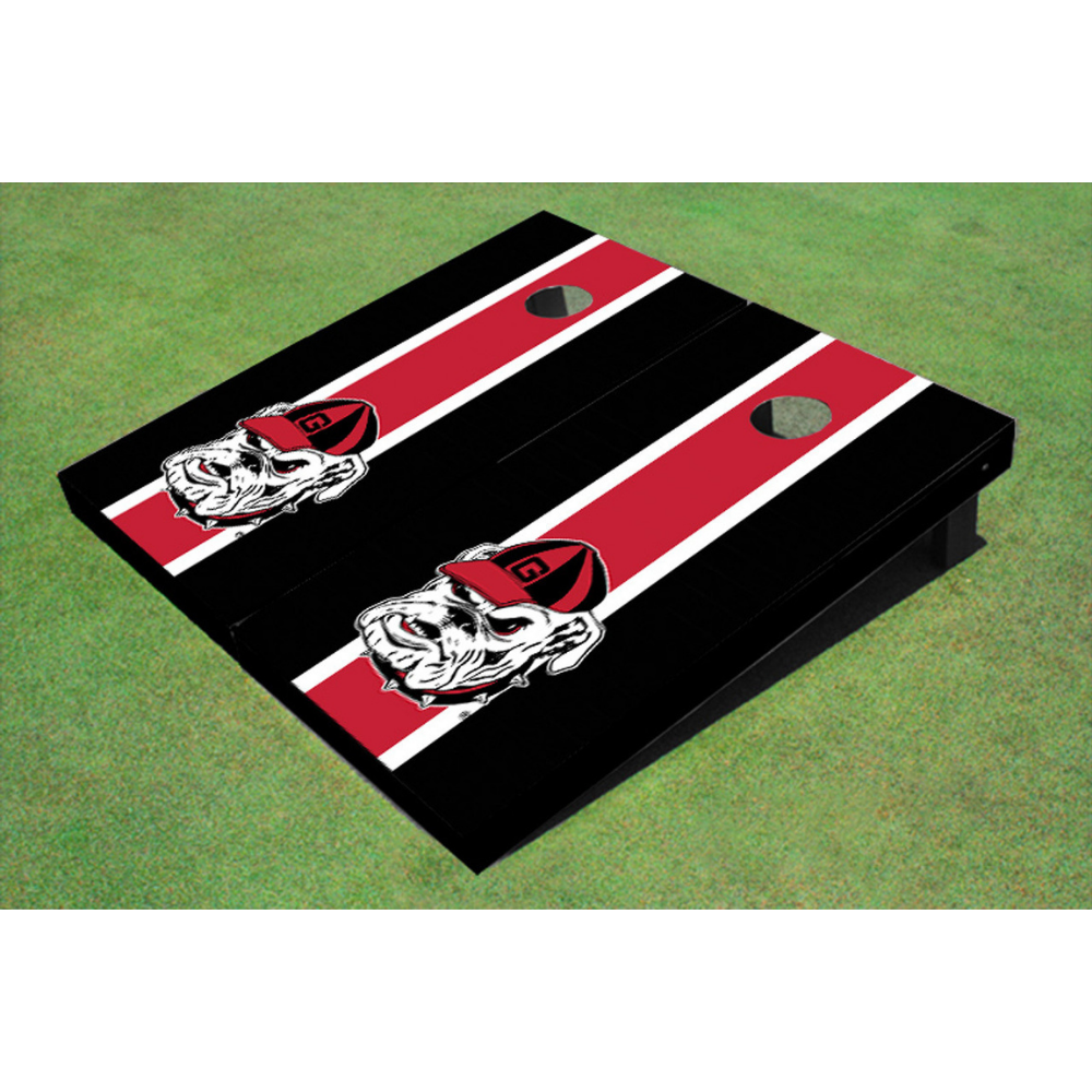 University of Georgia Matching Stripe Cornhole (Black Bulldog)