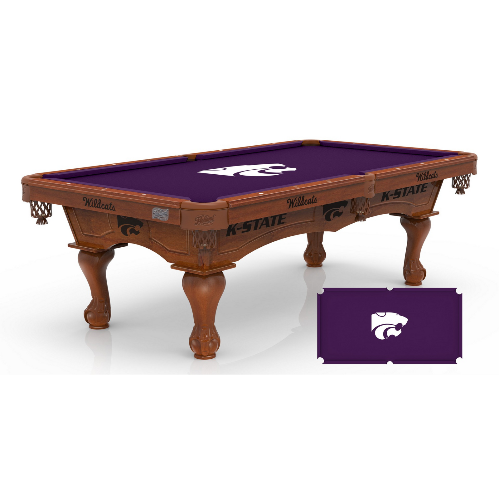Kansas State University Pool Table with Logo Cloth