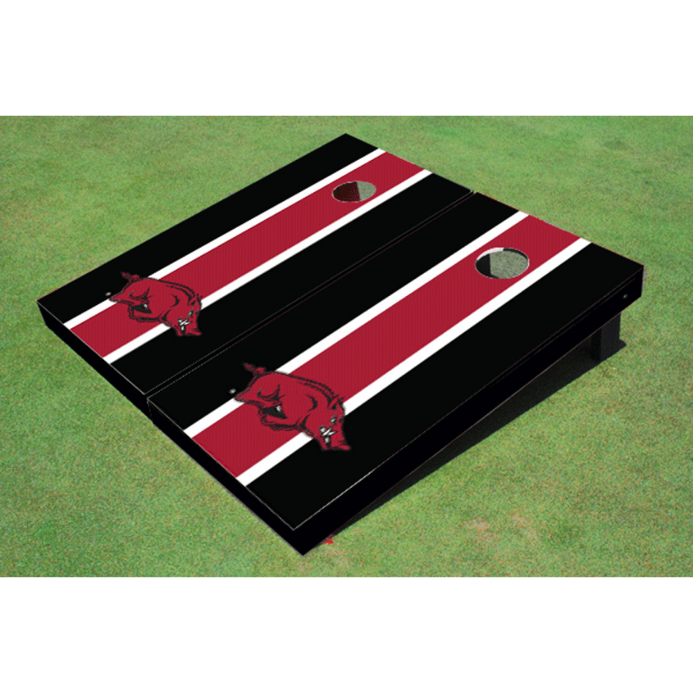 University of Arkansas Matching Stripe Cornhole (Black)