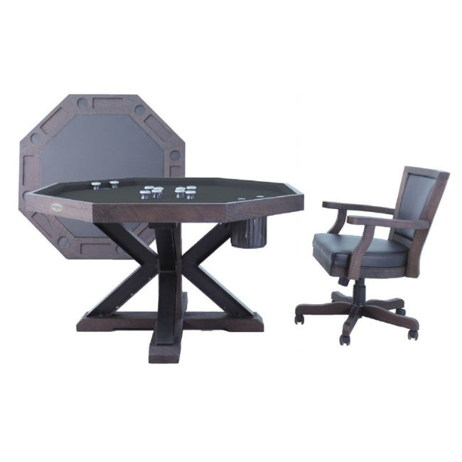 Weathered Bumper Pool Table - Octagon (Black Oak)