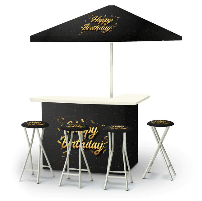 Happy Birthday - Black Portable Tailgate Bar