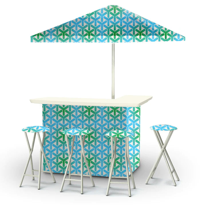 Star Gazer - Green, Blue, & White Portable Tailgate Bar