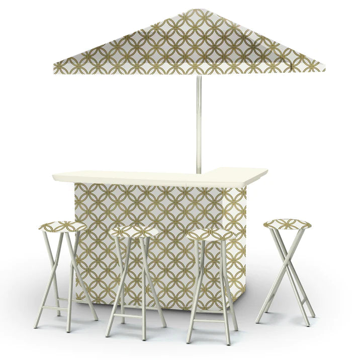 Eternity Circles - Gold & White Portable Tailgate Bar