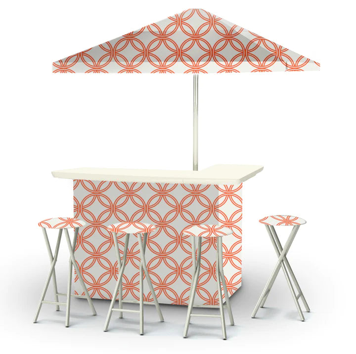 Eternity Circles - Orange & White Portable Tailgate Bar