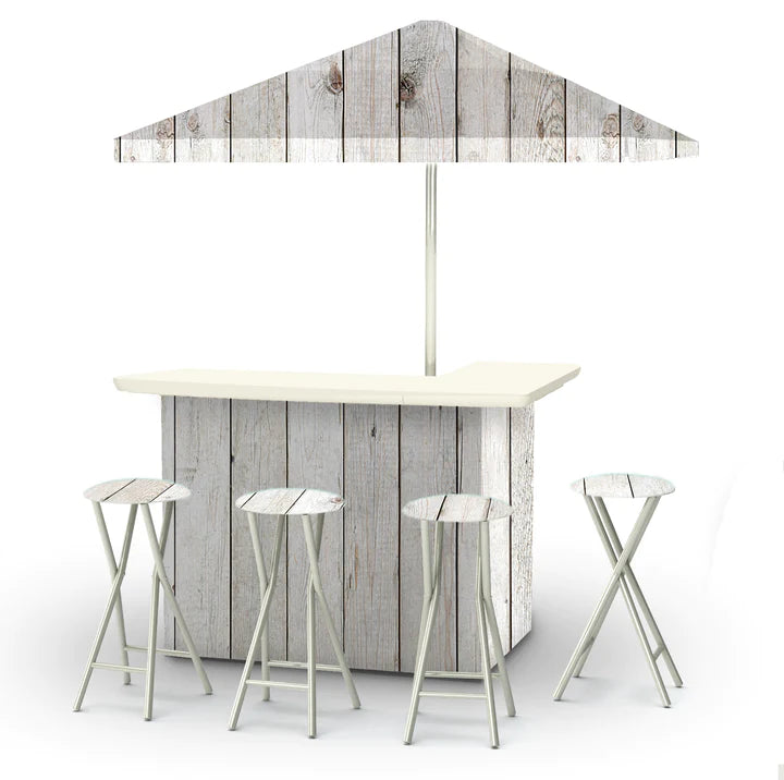 White Barn Wood Portable Tailgate Bar