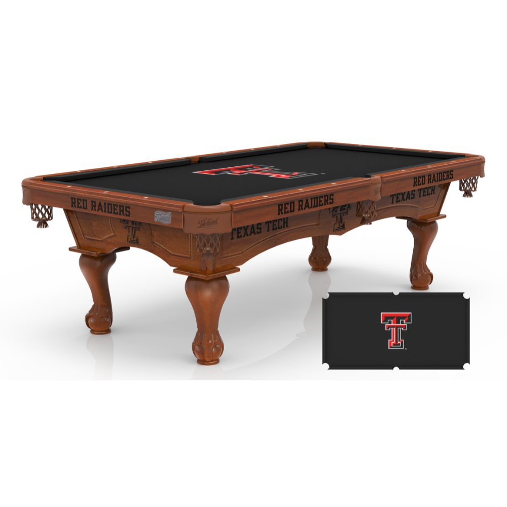 Texas Tech University Pool Table with Logo Cloth
