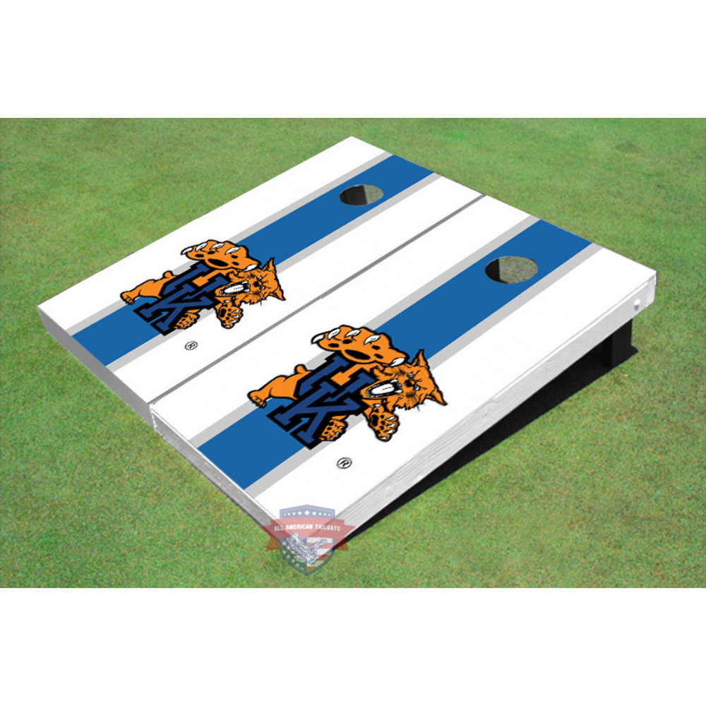 University of Kentucky Matching Stripe Cornhole (White Wildcat)