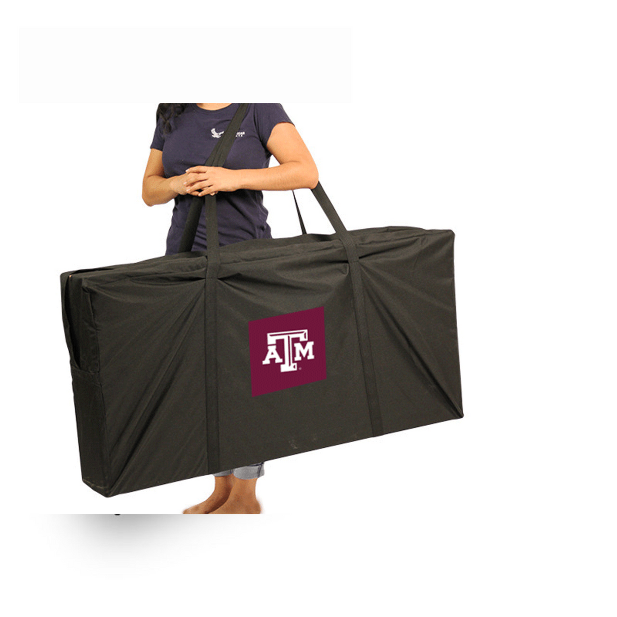Texas A&amp;M University Matching Stripe Cornhole (White State Outline)