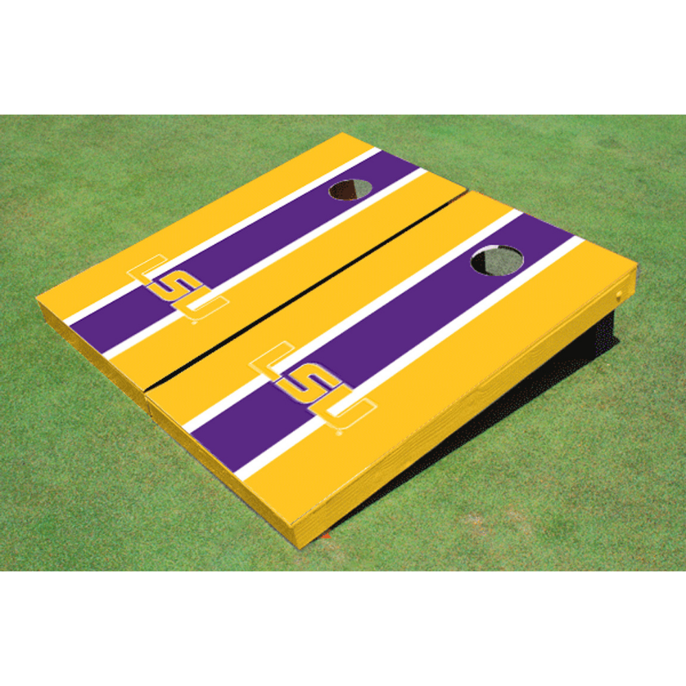 LSU Matching Stripe Cornhole (Gold)