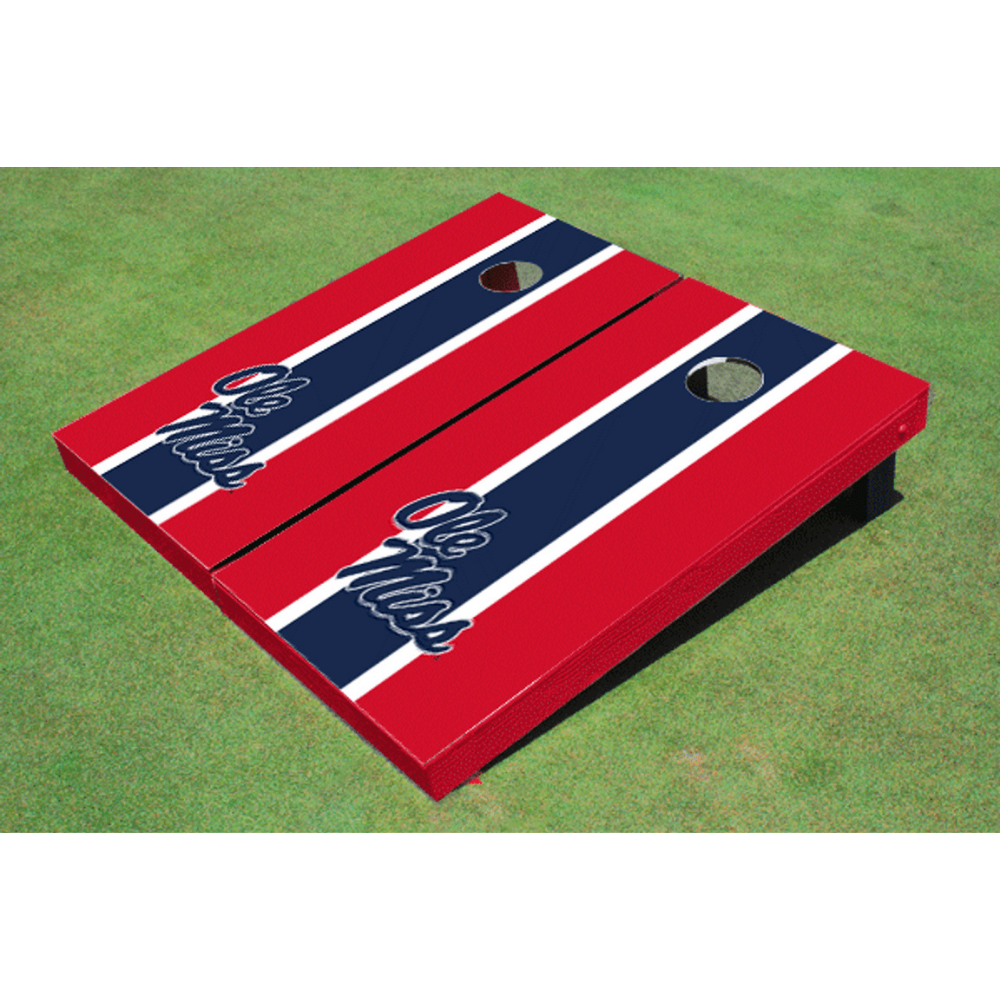 Ole Miss Matching Stripe Cornhole (Red)