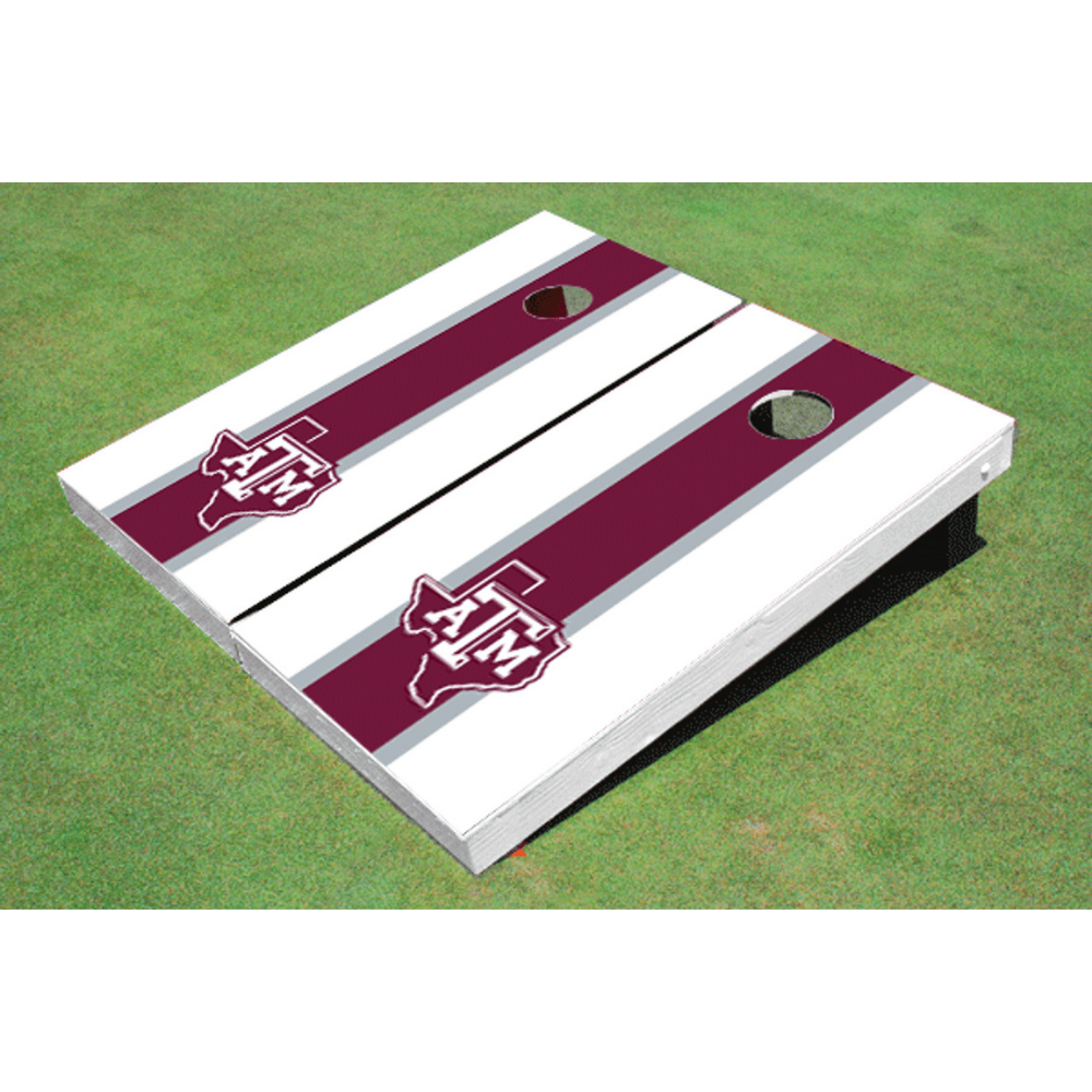 Texas A&amp;M University Matching Stripe Cornhole (White State Outline)