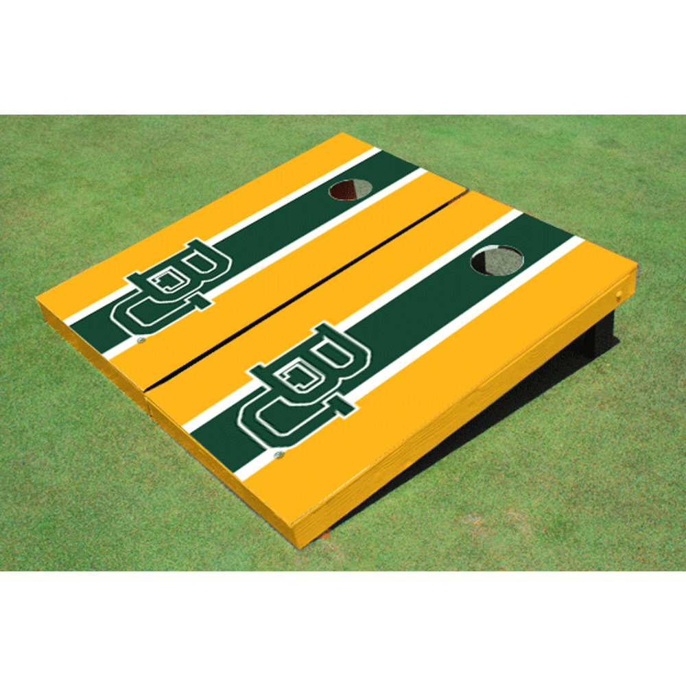 Baylor University Matching Stripe Cornhole (Gold BU)