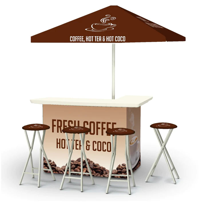 Coffee, Tea, and Coco - Brown Portable Tailgate Bar