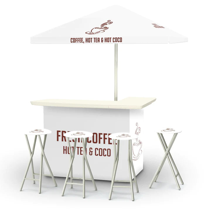 Coffee, Tea, and Coco - White Portable Tailgate Bar