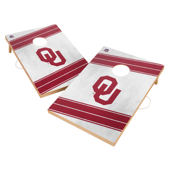 University of Oklahoma Solid Wood Diagonal Stripe Cornhole