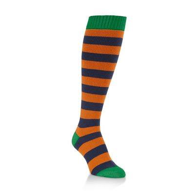 Orange, Blue, &amp; Green Rugby Stripe Over-the-Calf Socks