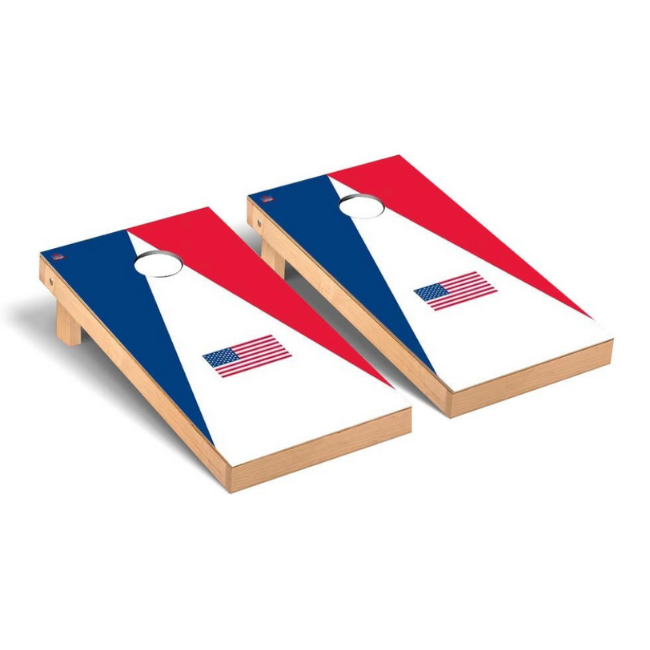 American Flag with Triangles 2’x4’ Solid Wood Premium Cornhole
