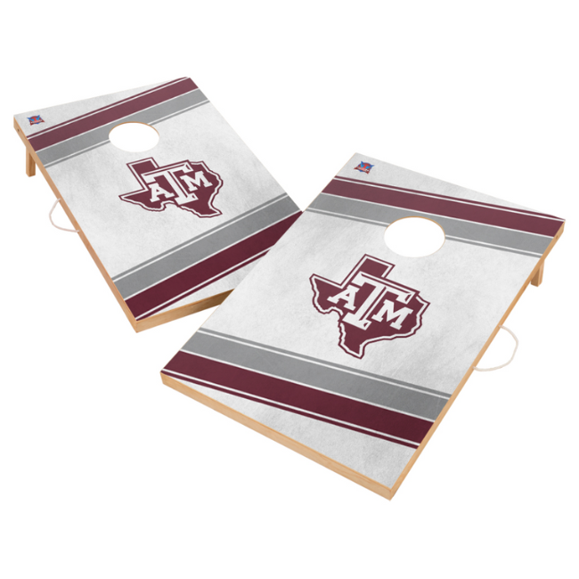 Texas A&M University Solid Wood Diagonal Stripe Cornhole