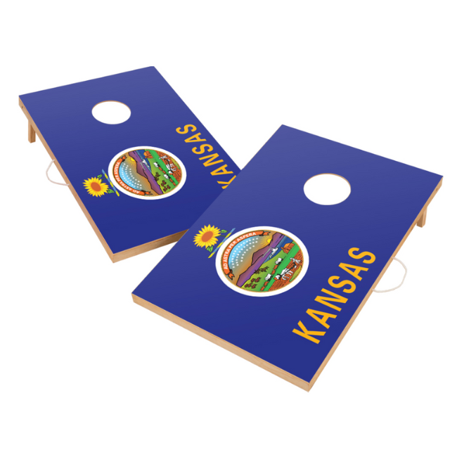 Kansas Flag 2’x3’ Solid Wood Cornhole