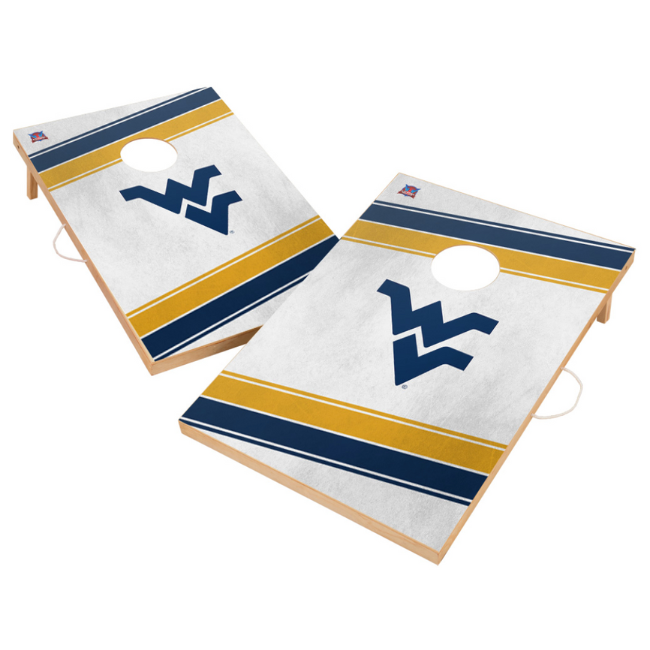 West Virginia University Solid Wood Diagonal Stripe Cornhole