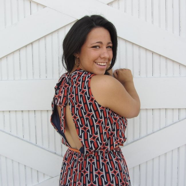 Orange &amp; Navy &quot;Peek-A-Boo Back&quot; Dress