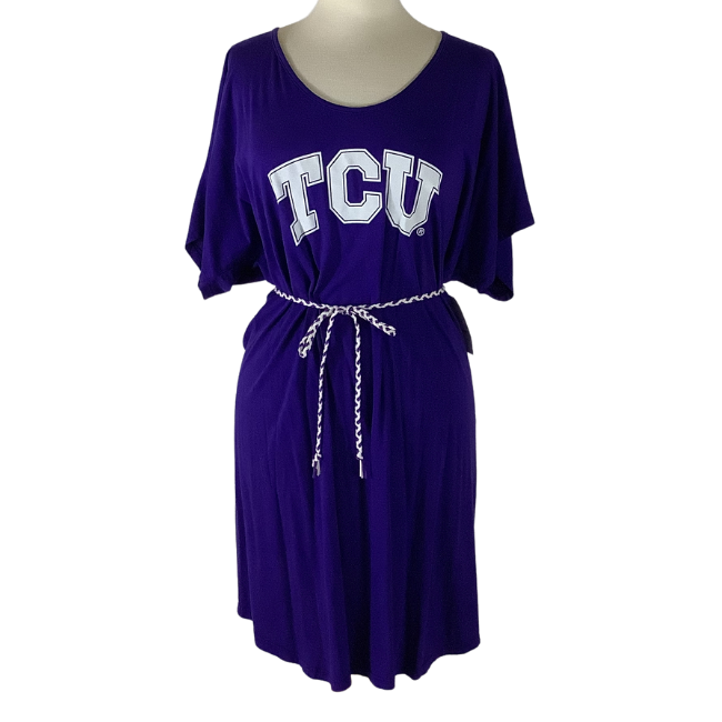 TCU Jill Logo Dress with Braided Belt