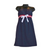 Solid Strapless Navy Blue with Red & White Dress