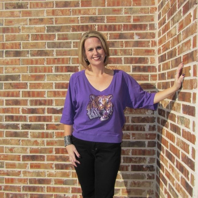 LSU Jewel Raglan Top