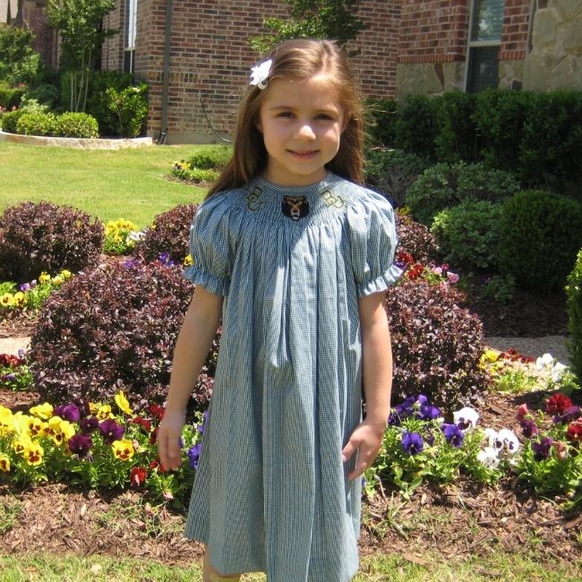 Baylor University Vive La Fete Collegiate Hand Smocked Gingham Bishop Dress