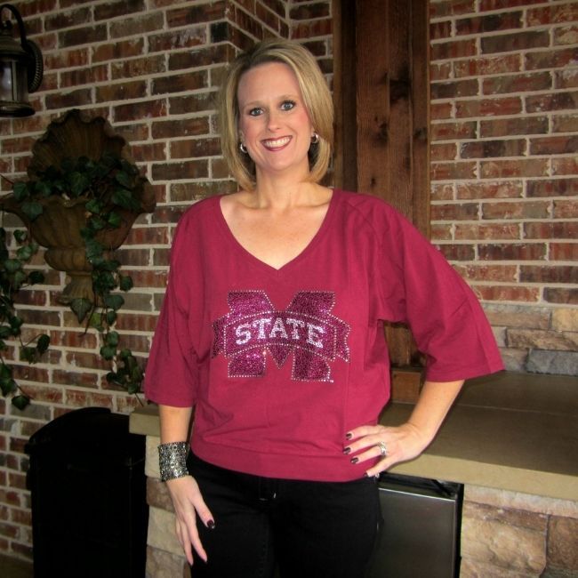 Mississippi State University Jewel Raglan Top