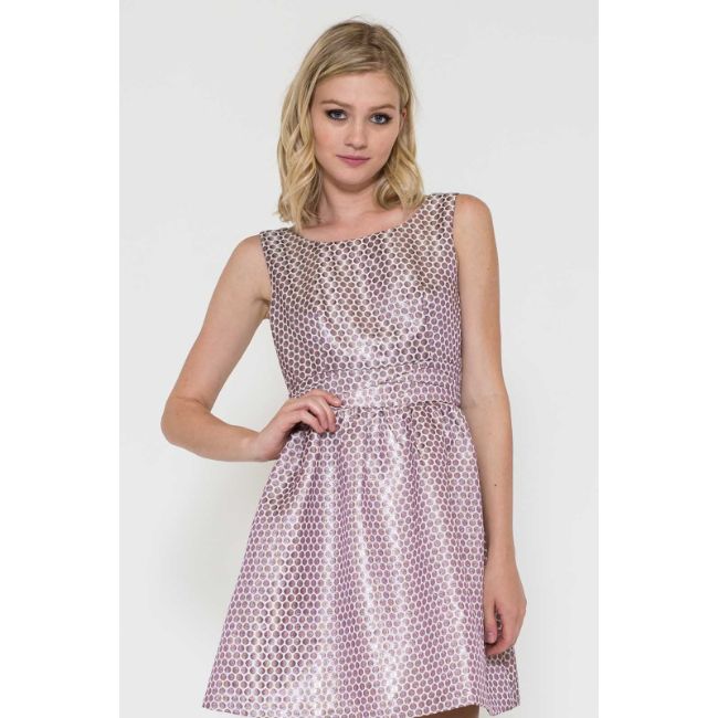 Metallic Purple Polka Dot Dress