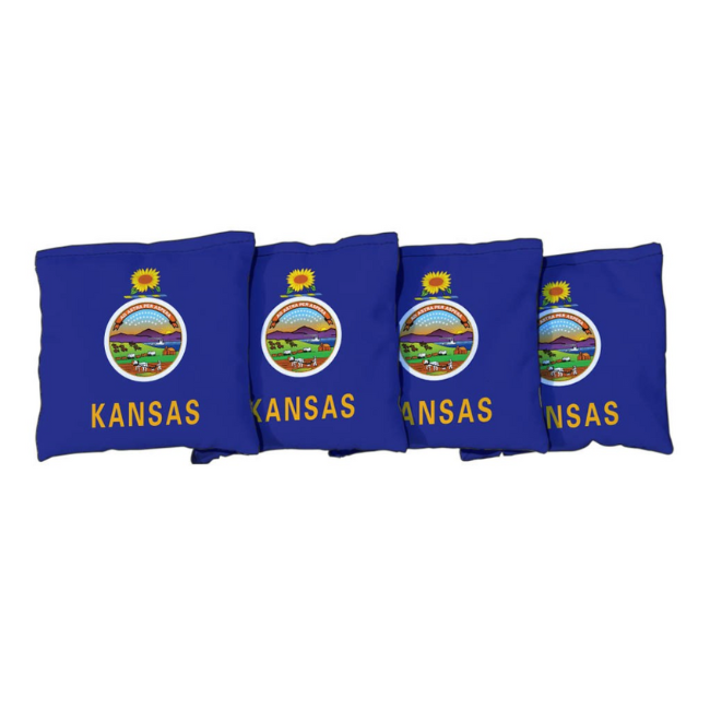 Kansas Flag Regulation All Weather Blue Cornhole Bags