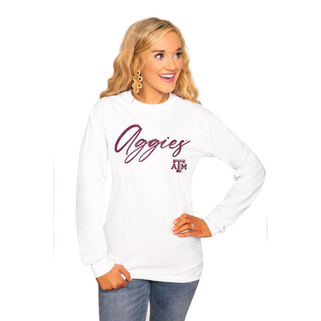 Texas A&M University Win the Day Long Sleeve Crew Tee