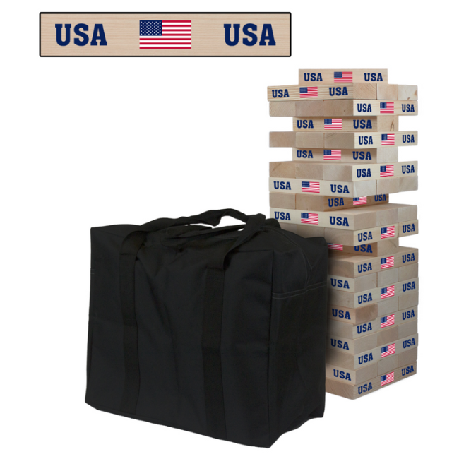 American Flag Giant Wooden Tumble Tower