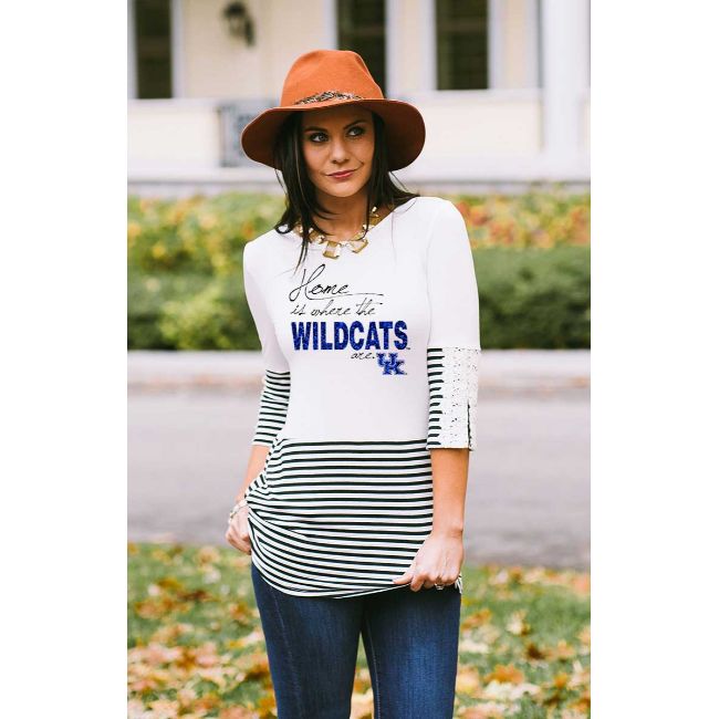 University of Kentucky &quot;Home is Where&quot; Button-Lace Top