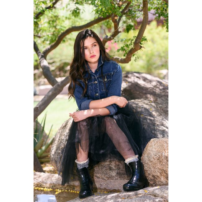 Roma Chelsea Women’s Croc Emboss Black Rain Boots