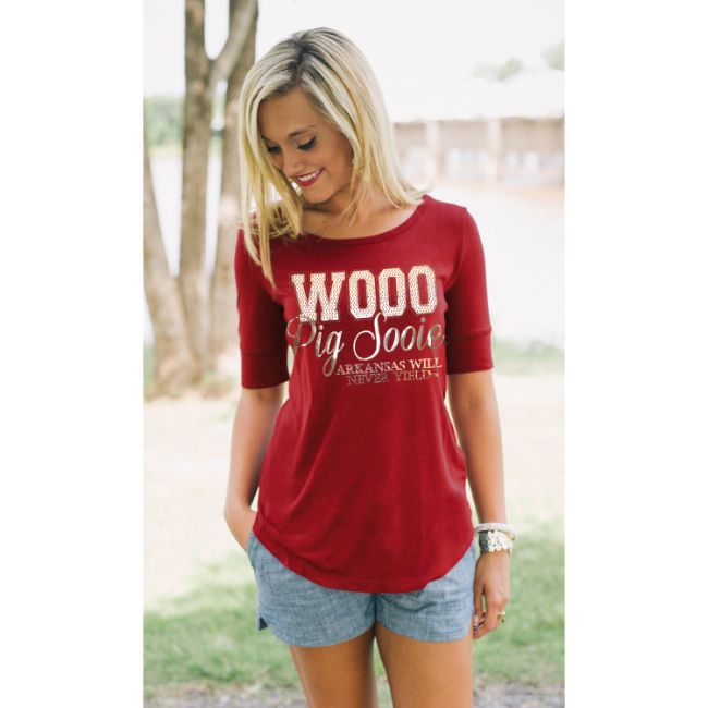 University of Arkansas Half-Sleeve Spirit Tee