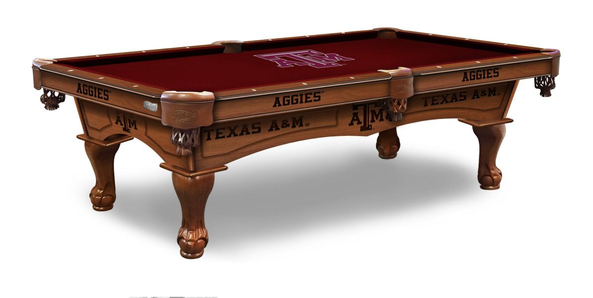 Texas A&M University Pool Table with Logo Cloth