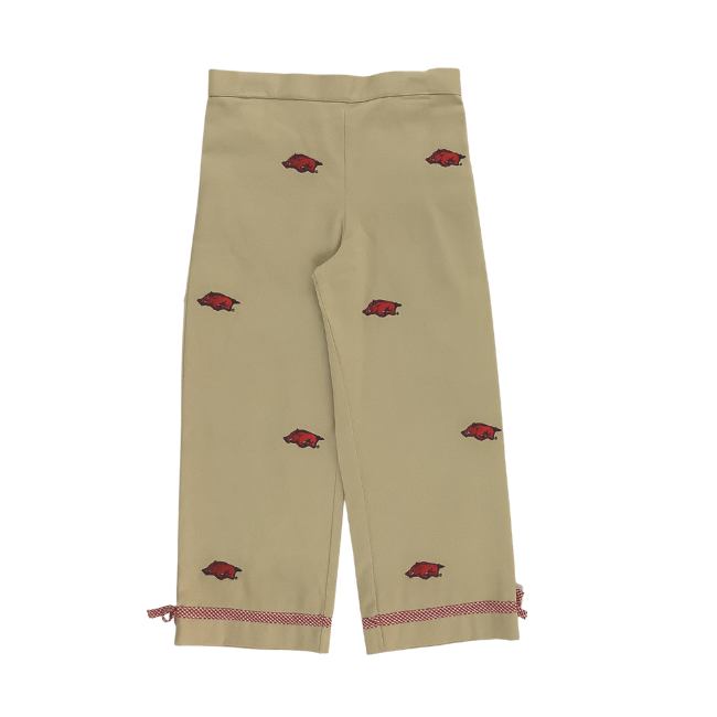 University of Arkansas Vive La Fete Collegiate Hand Embroidered Girls Pants