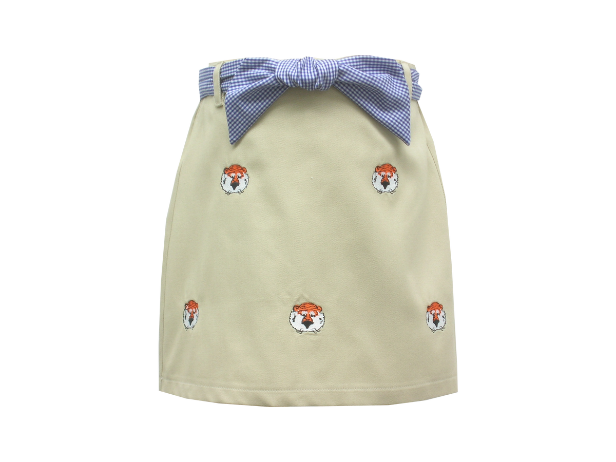 Auburn University Vive La Fete Collegiate Hand Embroidered Skort - Skirt with Gingham Shorts