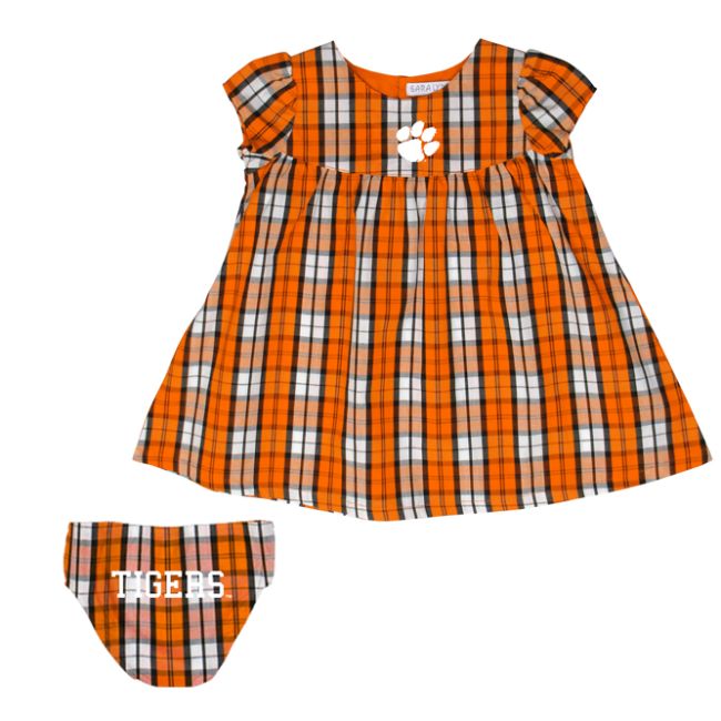 strapless open back dress Clemson University Campus Plaid Dress with Bloomers