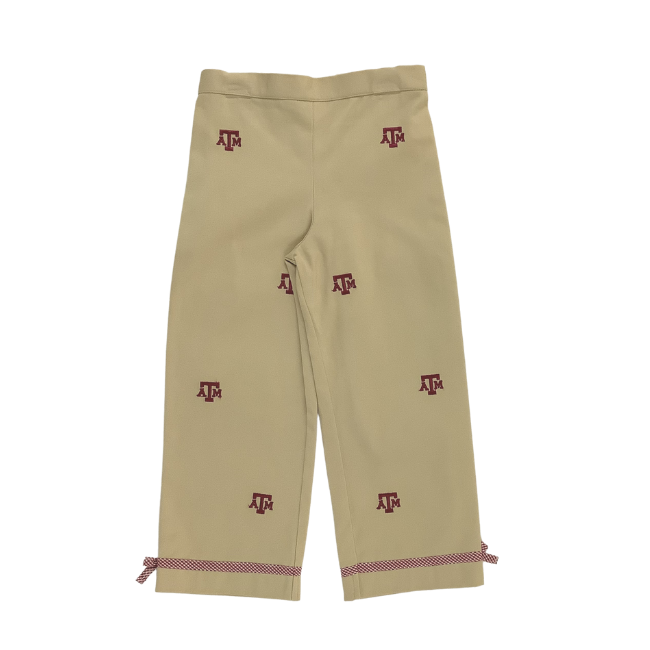 Texas A&M University Vive La Fete Collegiate Hand Embroidered Girls Pants